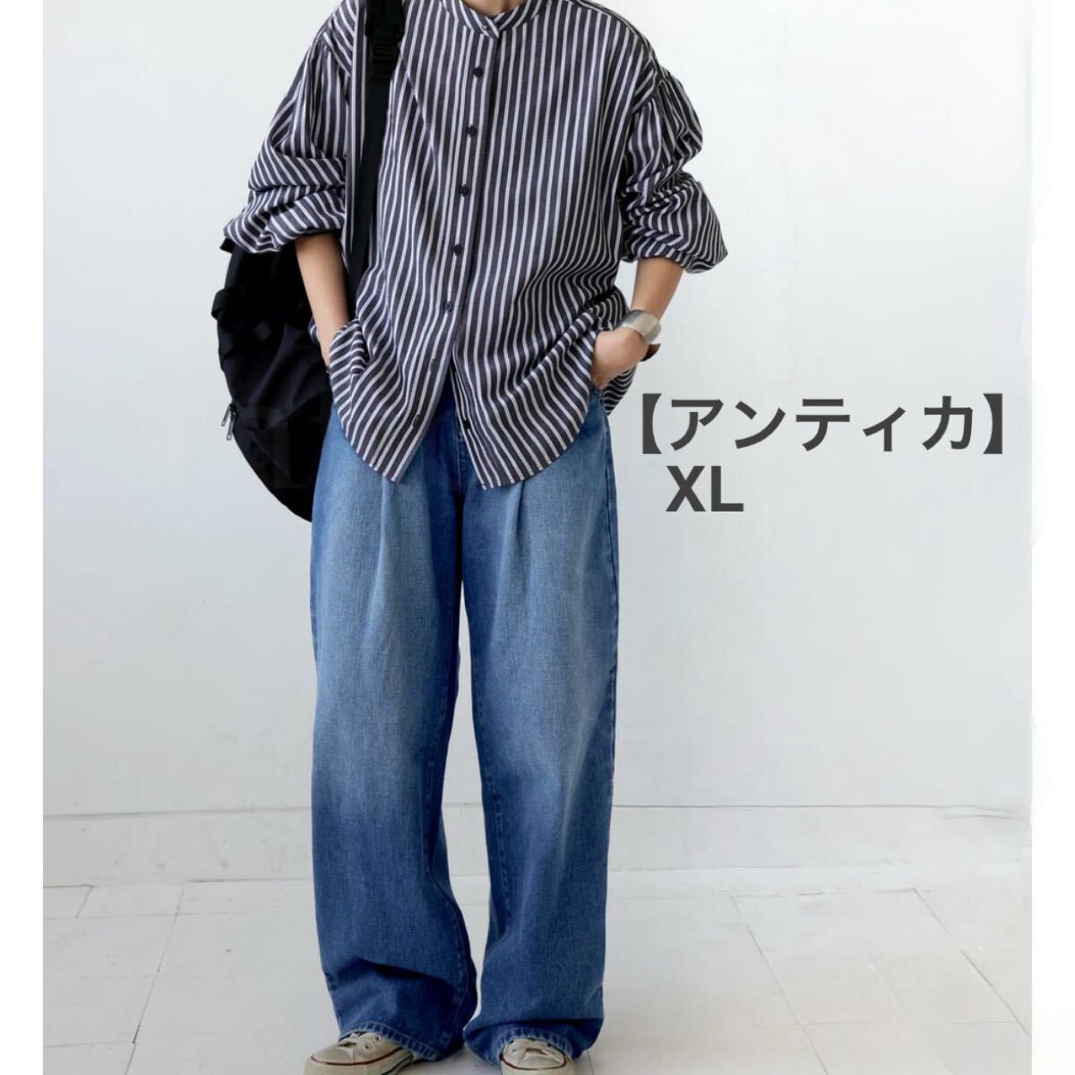アンティカ　デニム　タックワイドパンツ　パンツ レディース　ボトムス　ロング antiqua