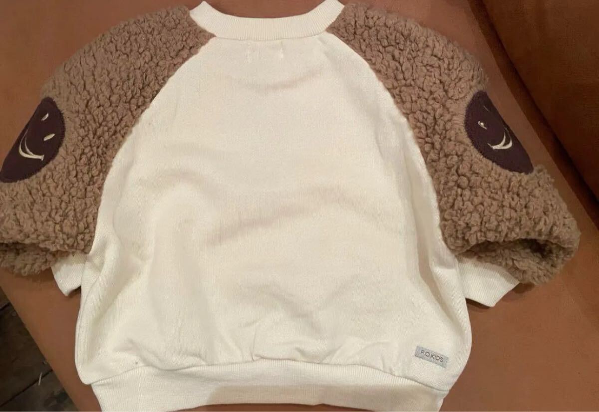 セールですエフオーキッズ袖ボアFOスマイルパッチトレーナーR511034裏起毛キナリ　110㎝_画像6