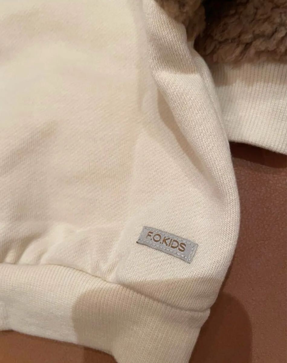 セールですエフオーキッズ袖ボアFOスマイルパッチトレーナーR511034裏起毛キナリ　110㎝_画像7