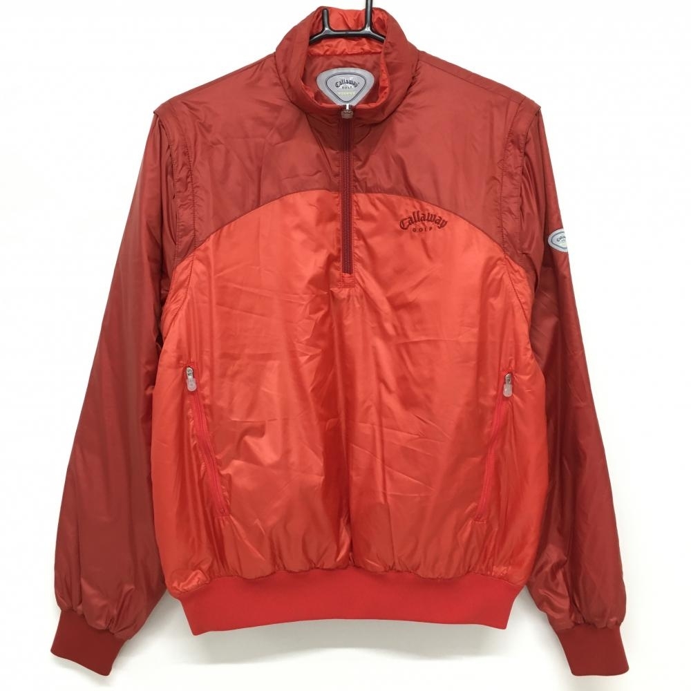 【美品】キャロウェイ 2WAY中綿ジャケット レッド バイカラー 袖着脱可 ハーフジップ メンズ M ゴルフウェア Callaway_画像1