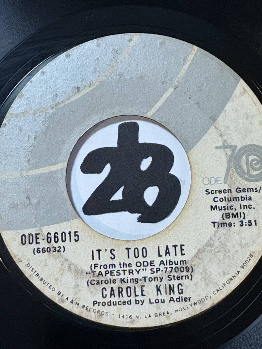 試聴 CAROLE KING IT’S TOO LATE / I FEEL THE EARTH MOVE 両面目立った傷なし_画像1