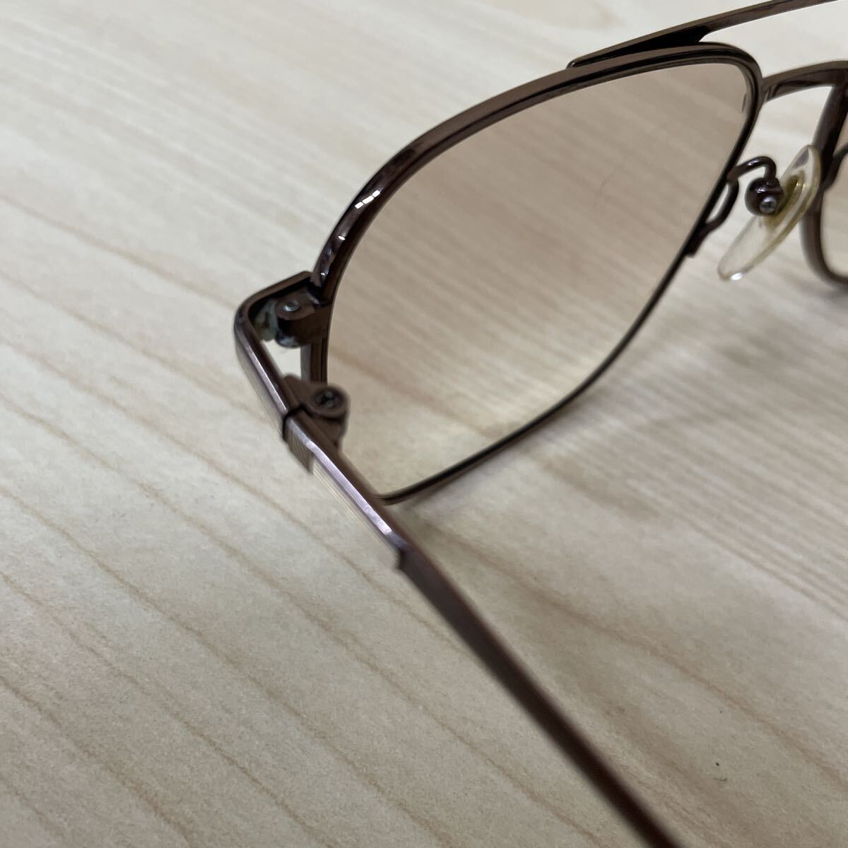 訳アリ 中古 度入り 眼鏡 メガネ Nikon ニコン TITEX2 FB 0936T 54□15 140 Ti-P チタンP ツーブリッジ フルリム メタルフレーム レトロ _画像8