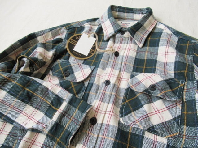 ALCARZA【ヘビーフランネルチェックシャツ】羽衣シャツ/ネルシャツ・ワークシャツ　629-00　57）GREEN　XLサイズ_画像3