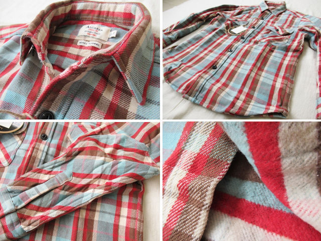 ALCARZA【ヘビーフランネルチェックシャツ】羽衣シャツ/ネルシャツ・ワークシャツ　629-00　03）SAX　Lサイズ_画像2