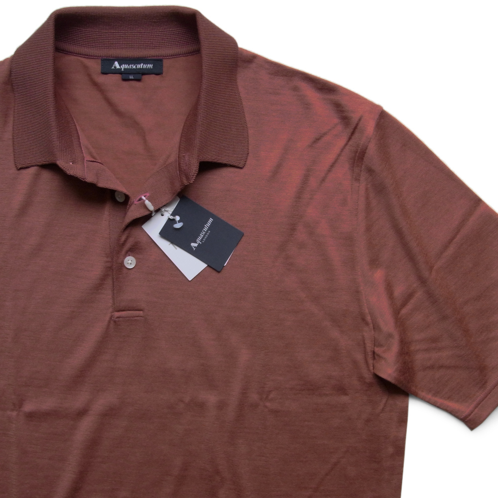 ◇◆Aquascutum（アクアスキュータム）/≪TEC.3≫上質感のある滑らかタッチ◎！品良くオトナな雰囲気が薫るNZメリノポロシャツ【LL】/3.1万_画像1