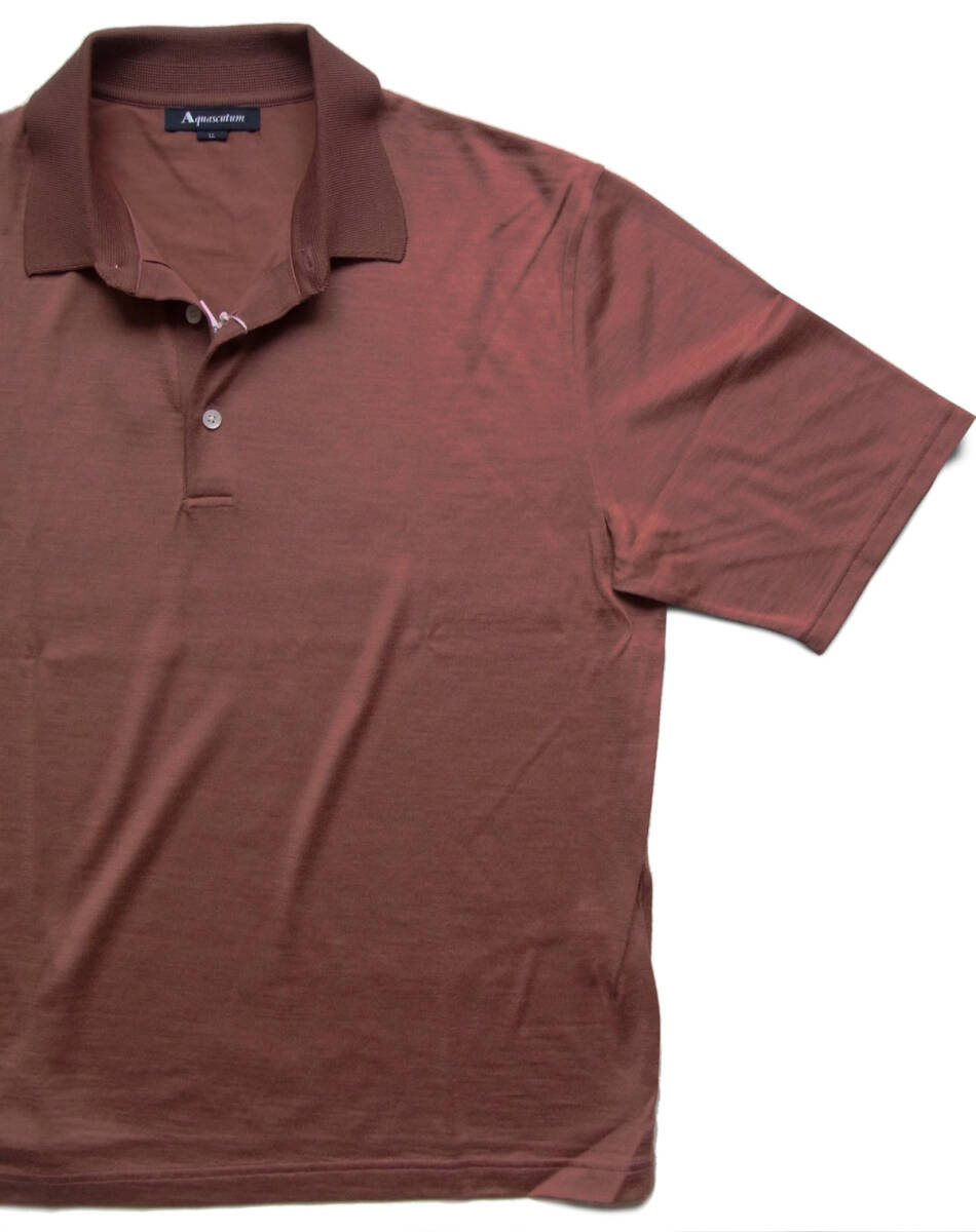 ◇◆Aquascutum（アクアスキュータム）/≪TEC.3≫上質感のある滑らかタッチ◎！品良くオトナな雰囲気が薫るNZメリノポロシャツ【LL】/3.1万_画像2