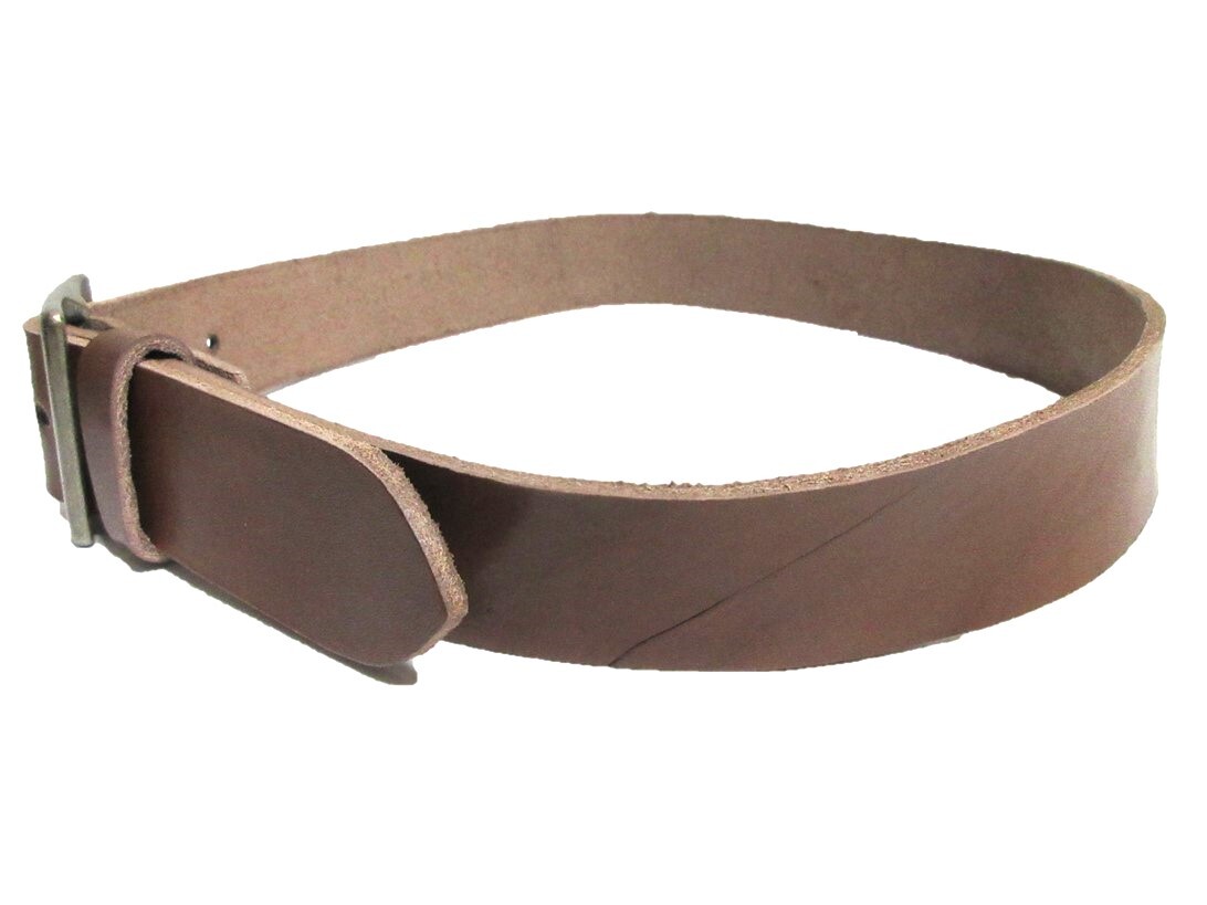 栃木レザーベルト(チョコ)アンティークゴールド鍍金バックル 40mm幅 一枚革_画像3