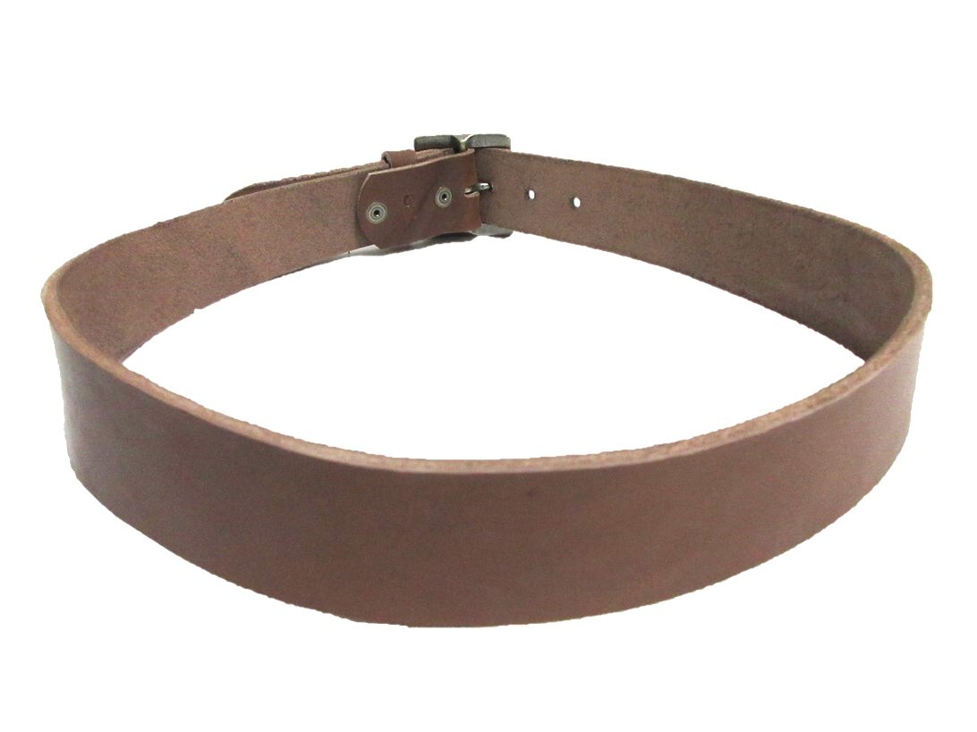 栃木レザーベルト(チョコ)アンティークゴールド鍍金バックル 40mm幅 一枚革_画像4