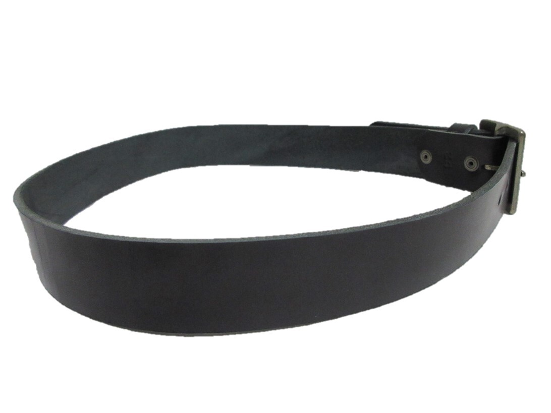 栃木レザーベルト(黒)アンティークゴールド鍍金バックル 40mm幅 一枚革_画像5