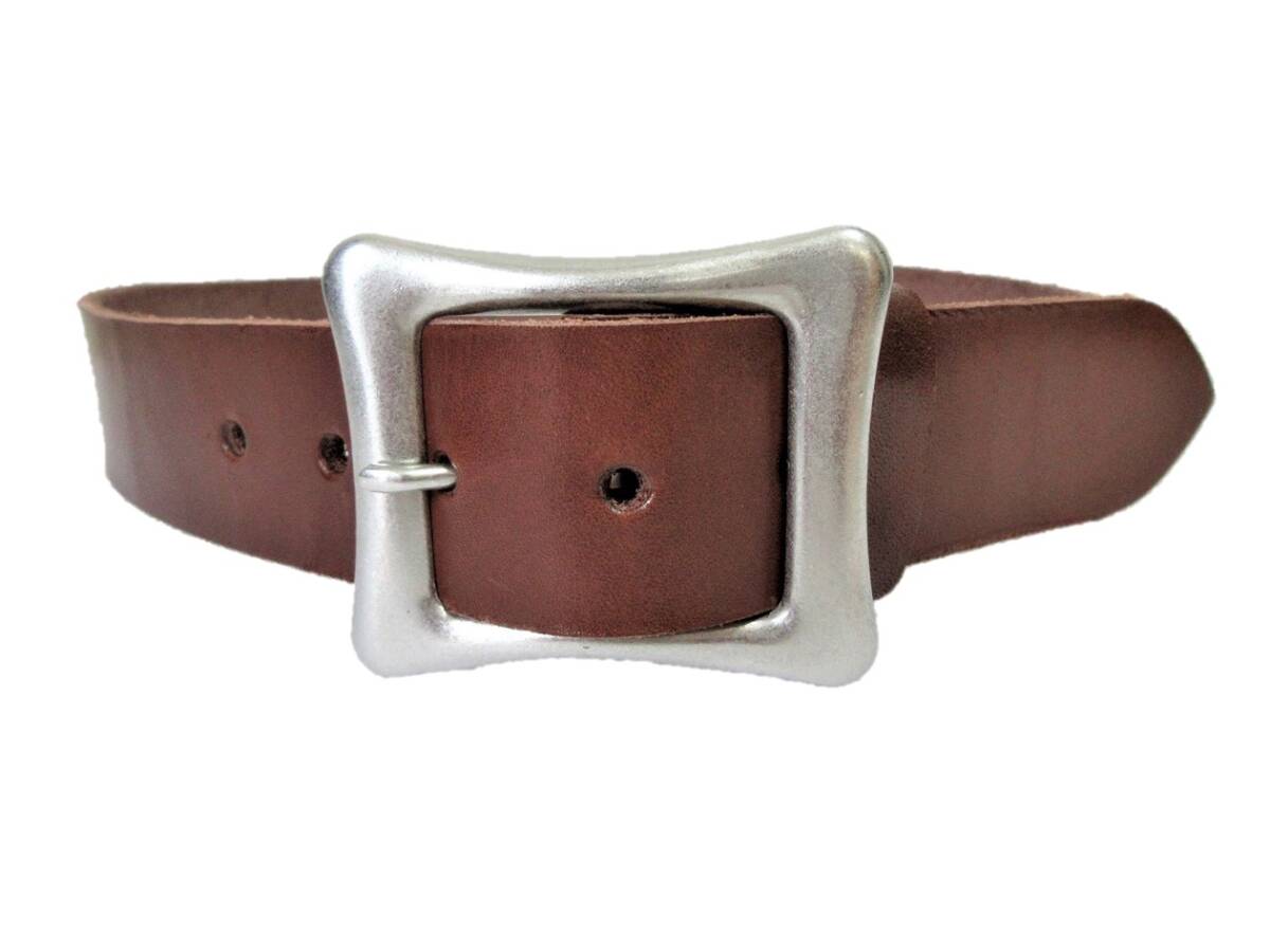 栃木レザーベルト（チョコ）ニッケルバレル鍍金バックル　４０ｍｍ幅　一枚革_画像2