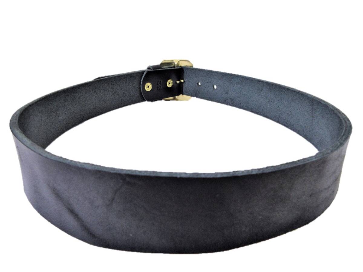 真鍮製八角バックル　栃木レザーベルト（黒）４０ｍｍ幅一枚革_画像4