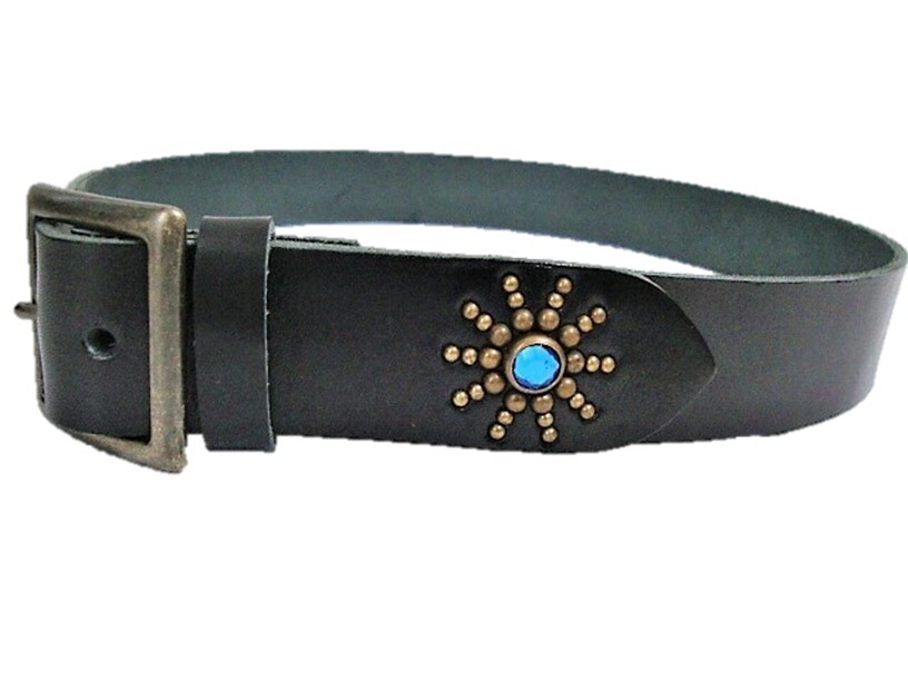 栃木レザー エンドオンリースタッズベルト 黒(ブルースポッツ)一枚革 ヴィンテージタイプ_画像2