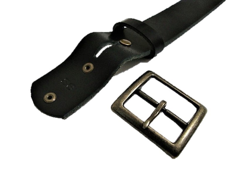 栃木レザー エンドオンリースタッズベルト 黒(ブルースポッツ)一枚革 ヴィンテージタイプ_画像6