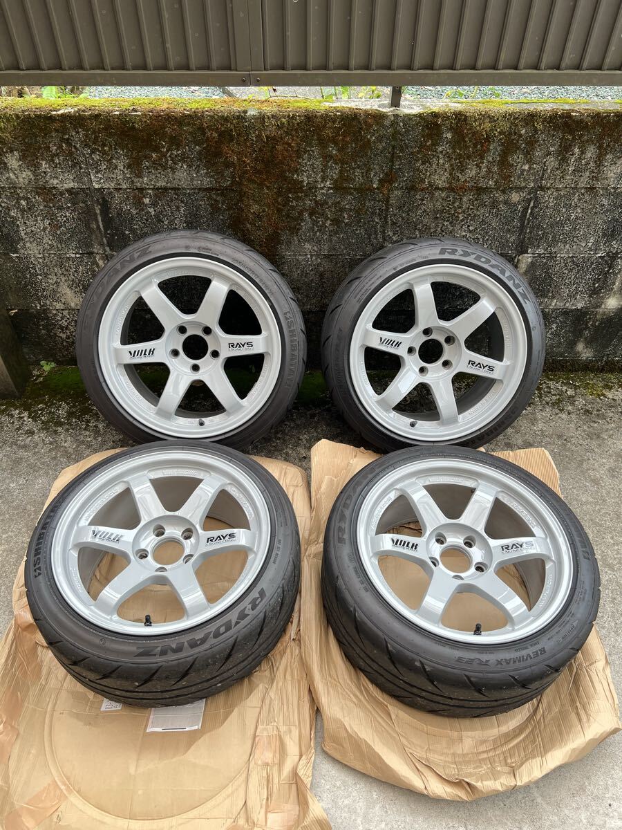 【美品】レイズ TE37SL 9j+22 RAYS VOLK RACING シバタイヤ付き ホイール 鍛造 PCD114.3 gt-r、スカイライン、スイフト、シルビア、S2000等_画像1