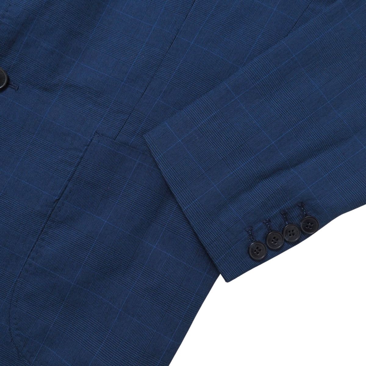 GS3391▽HACKETT LONDON ハケット ロンドン メンズ42R コットン チェック柄 テーラードジャケット ブレザー ネイビー系_画像4