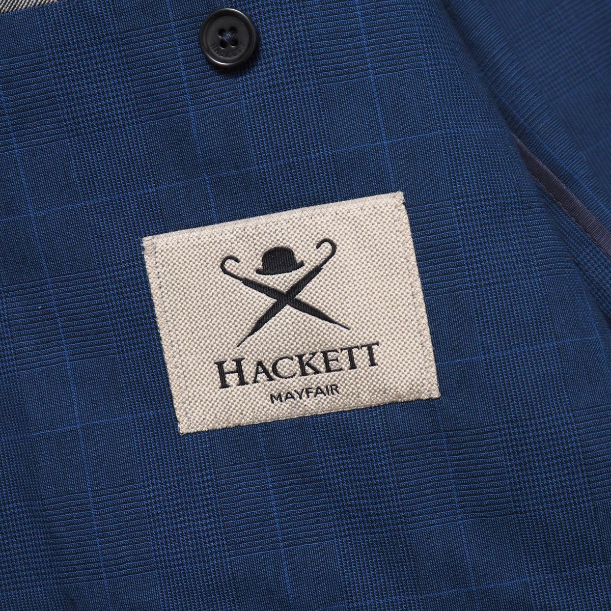 GS3391▽HACKETT LONDON ハケット ロンドン メンズ42R コットン チェック柄 テーラードジャケット ブレザー ネイビー系_画像6