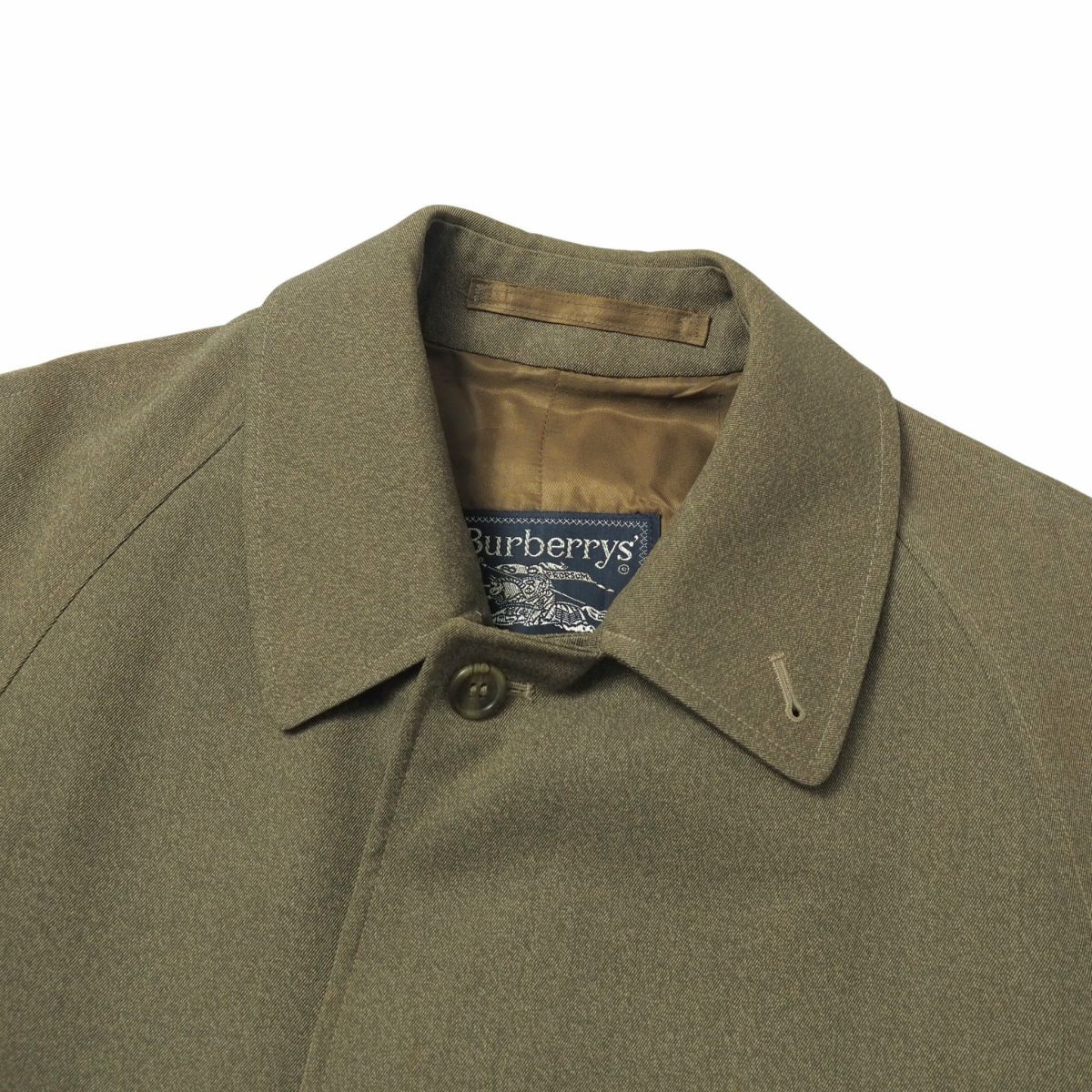 MH5702+イングランド製*80s*ヴィンテージ*Burberrys/バーバリー*メンズ44*ステンカラーコート/ロング*BURELLA*ウールギャバジン*カーキ系_画像4