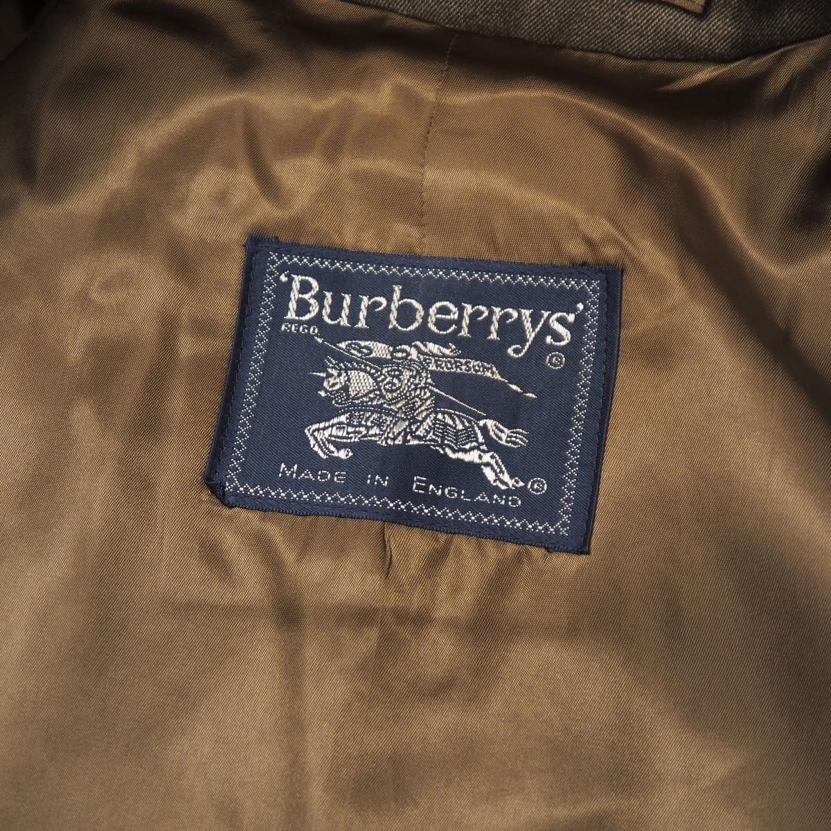 MH5702+イングランド製*80s*ヴィンテージ*Burberrys/バーバリー*メンズ44*ステンカラーコート/ロング*BURELLA*ウールギャバジン*カーキ系_画像7