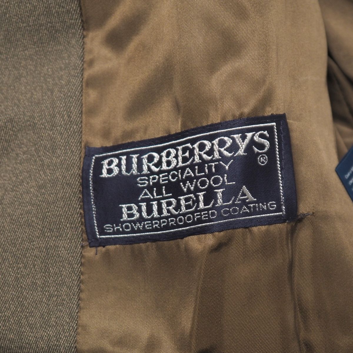 MH5702+イングランド製*80s*ヴィンテージ*Burberrys/バーバリー*メンズ44*ステンカラーコート/ロング*BURELLA*ウールギャバジン*カーキ系_画像8