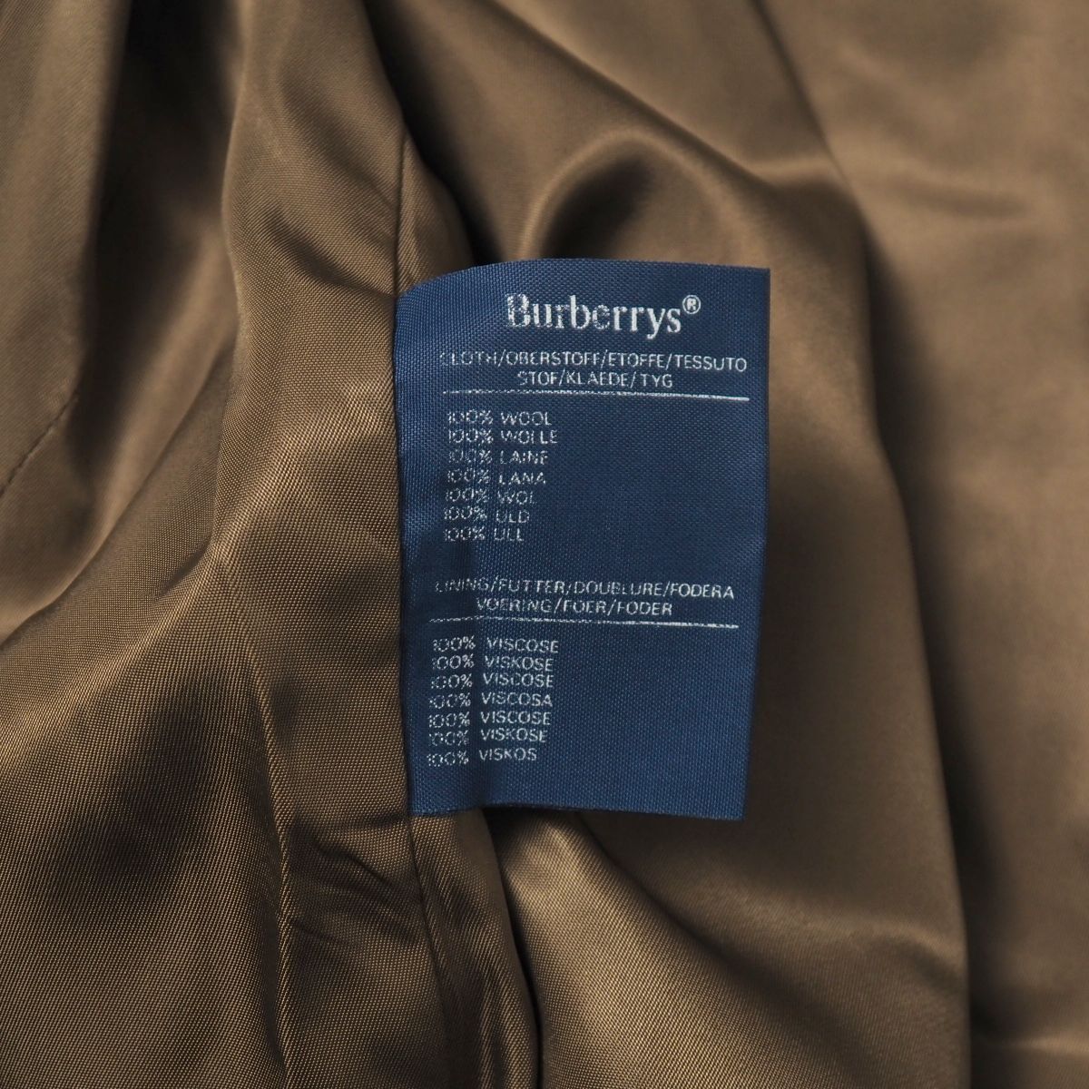 MH5702+イングランド製*80s*ヴィンテージ*Burberrys/バーバリー*メンズ44*ステンカラーコート/ロング*BURELLA*ウールギャバジン*カーキ系_画像9