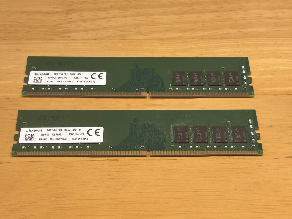 デスクトップPC用 メモリ ８GB×２枚 １６GB Kingston PC4-2666Vの画像1