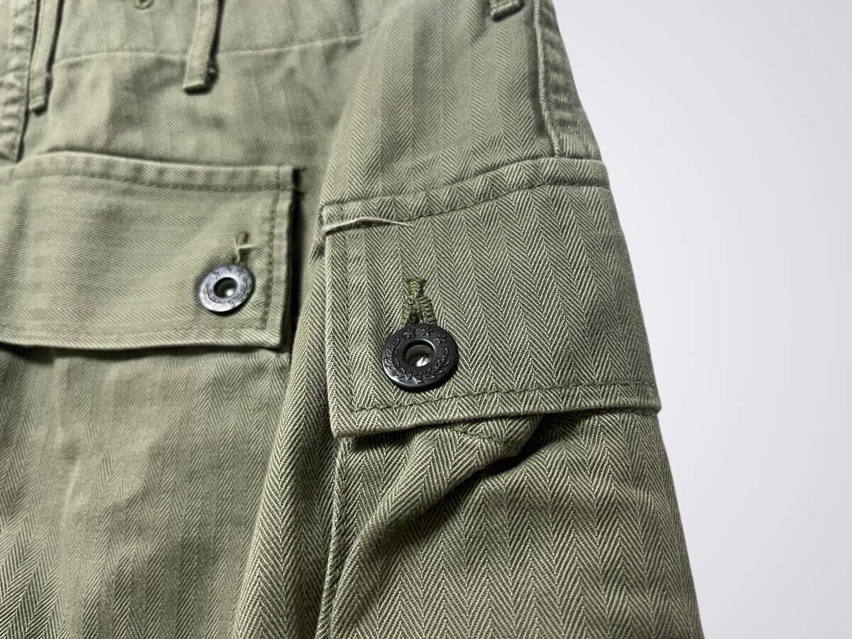 THE REAL McCOY'S ザリアルマッコイズ P-44 UTILITY TROUSERS ヘリンボーン カーゴパンツ M W28 太めシルエット ミリタリー　カーキ　