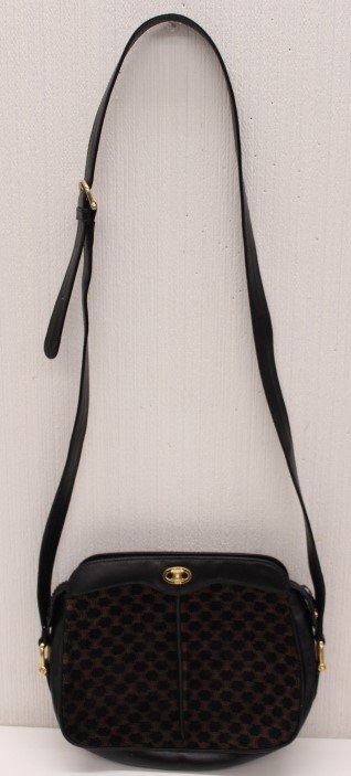 ○CELINE/セリーヌ マカダム スエード ショルダーバッグ ブラック【本物保証出品】ヴィンテージ_画像1