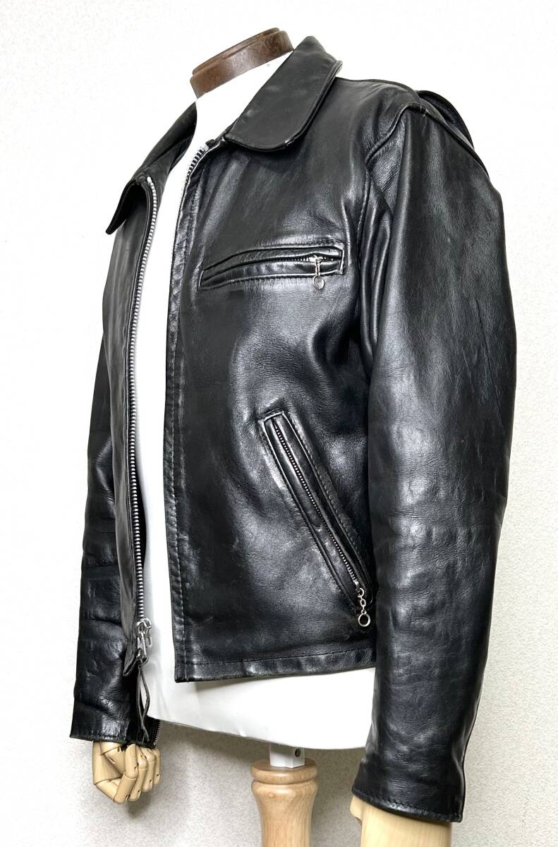 ①schott【36】643E 米国製シングルライダース 牛革ジャン