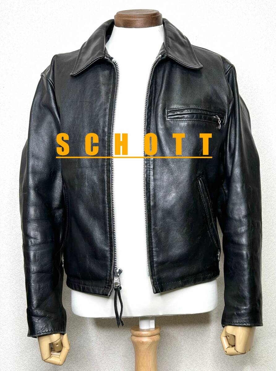 Schott 643E 36サイズ シングルライダース ①schott【36】643E 米国製シングルライダース 牛革ジャン
