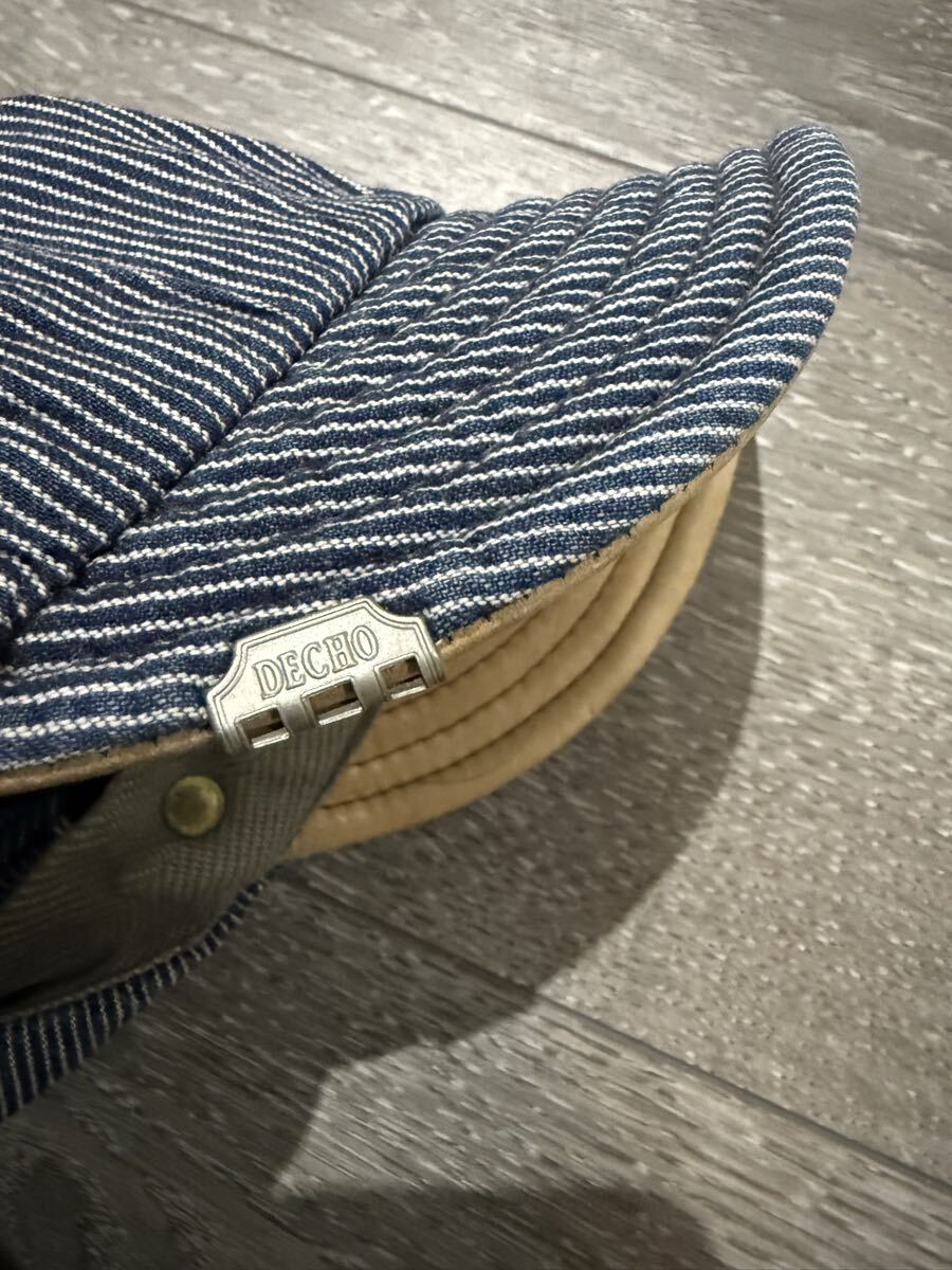 DECHO×ANACHRORM 日本製ヒッコリー×レザー帽子size約59くらい_画像4
