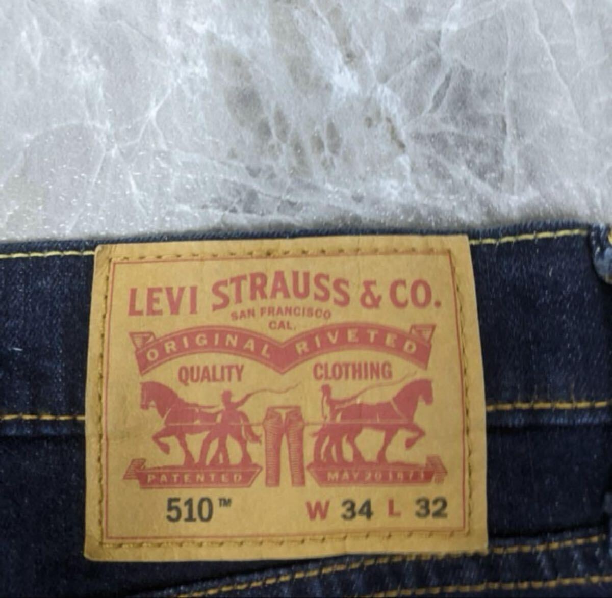 濃紺 LEVI'S デニム リーバイス 510 140周年記念 デニム ジーンズ アメカジ パンツ W34L32 インディゴ パンツ ストレート_画像6