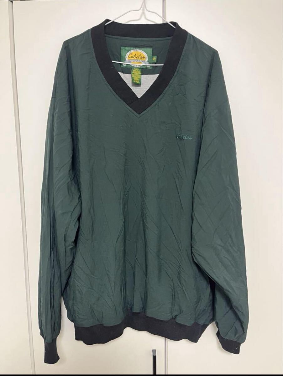 90s 古着 Cabela’s アウトドアジャケット プルオーバー ナイロン 米 Vネック ジャケット 古着 XL ナイロンプルオーバー_画像1