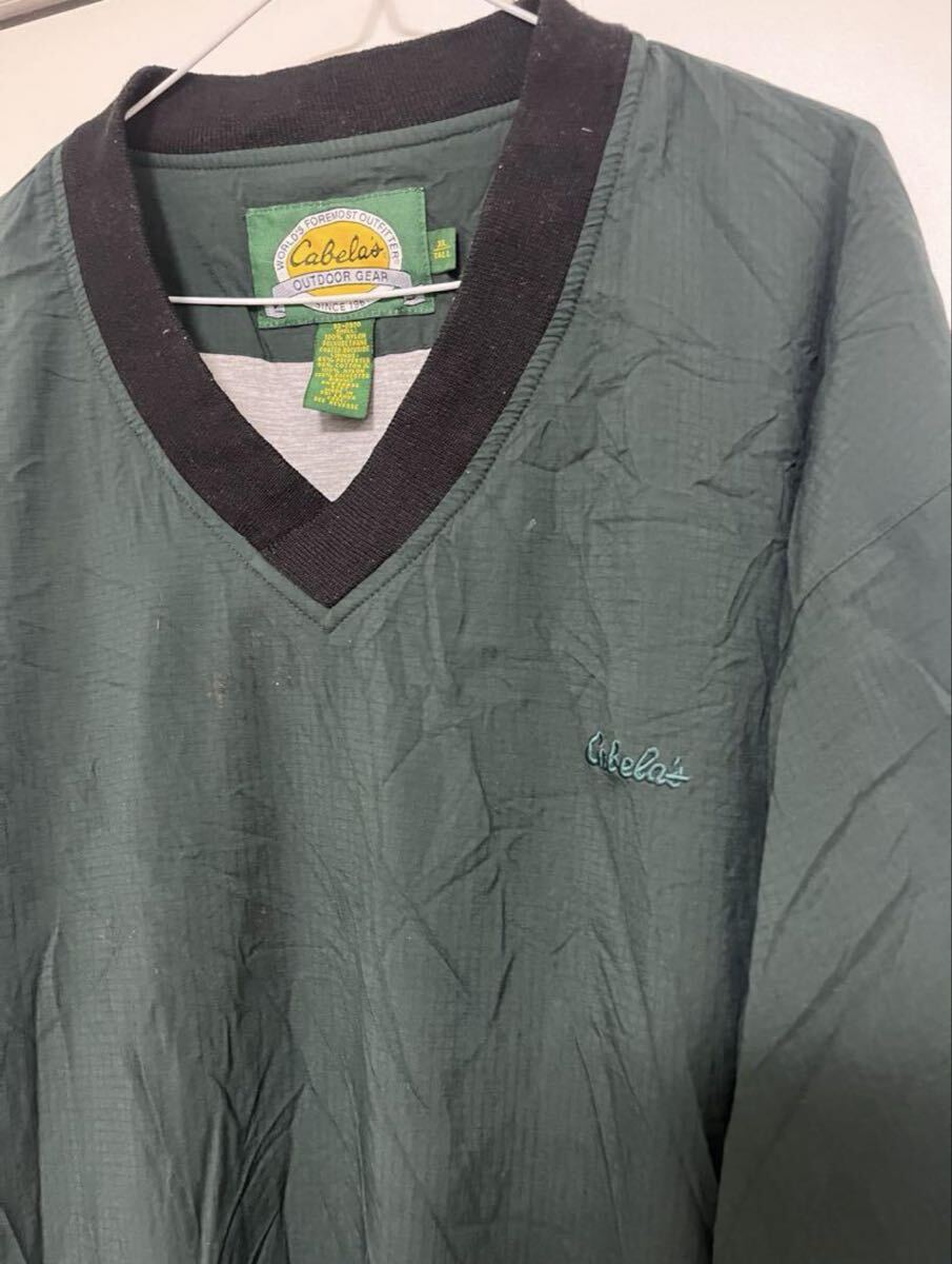 90s 古着 Cabela’s アウトドアジャケット プルオーバー ナイロン 米 Vネック ジャケット 古着 XL ナイロンプルオーバー_画像2