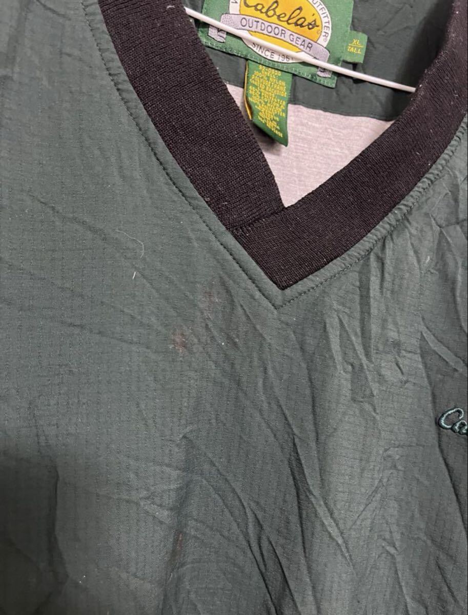 90s 古着 Cabela’s アウトドアジャケット プルオーバー ナイロン 米 Vネック ジャケット 古着 XL ナイロンプルオーバー_画像3