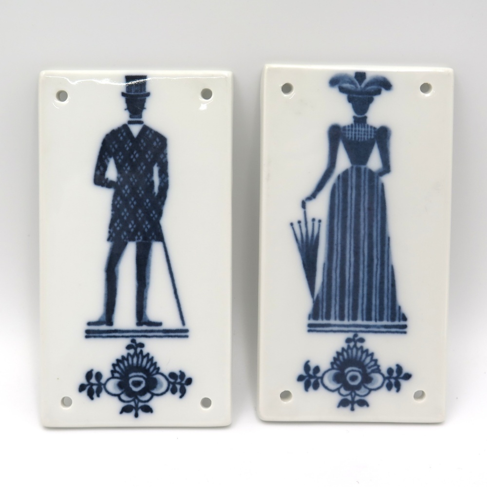 1円〜 Royal Copenhagen ロイヤルコペンハーゲン ブルーフルーテッド トイレタイル 男女セット 4236999_画像1