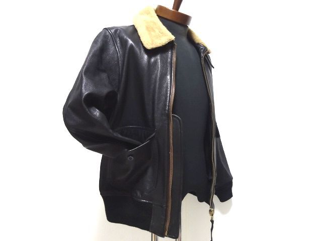 SQUOVAL G-1 LEATHER FLIGHT JACKET M size / スクオーバル レザー フライトジャケット 革ジャン メンズ_画像4