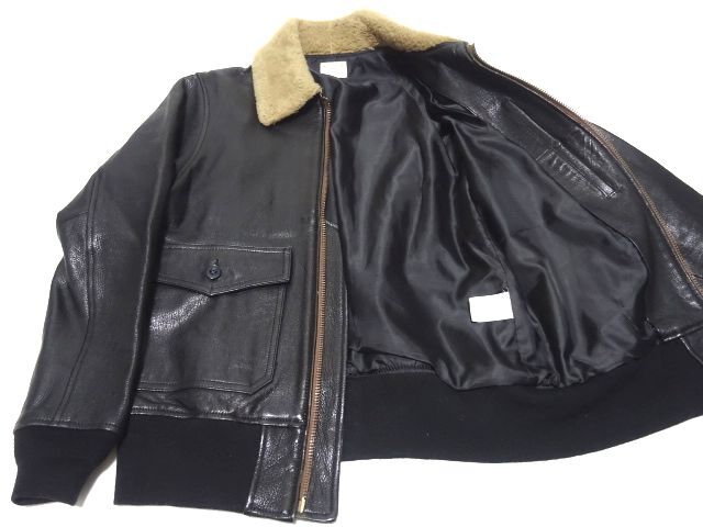 SQUOVAL G-1 LEATHER FLIGHT JACKET M size / スクオーバル レザー フライトジャケット 革ジャン メンズ_画像5
