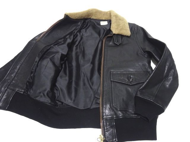 SQUOVAL G-1 LEATHER FLIGHT JACKET M size / スクオーバル レザー フライトジャケット 革ジャン メンズ_画像6