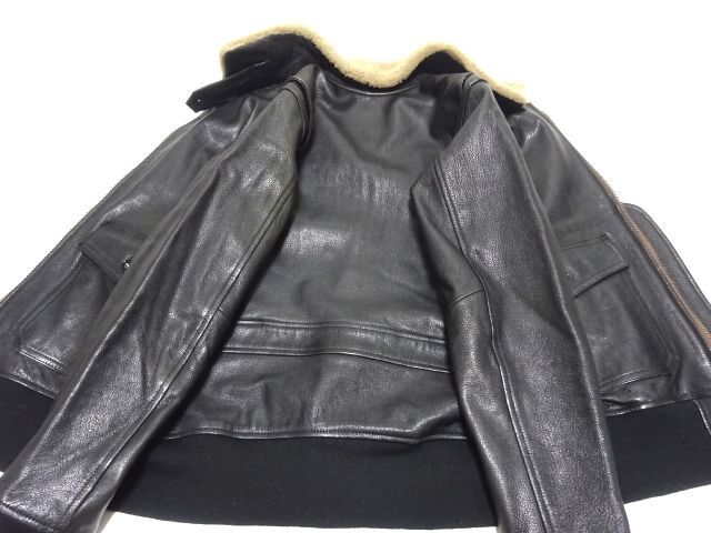 SQUOVAL G-1 LEATHER FLIGHT JACKET M size / スクオーバル レザー フライトジャケット 革ジャン メンズ_画像7
