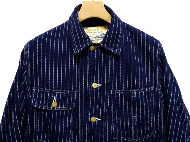 SUGAR CANE 1940s WABASH STRIPE WORK COAT / シュガーケーン ウォバッシュ ワークコート カバーオール 真紺 メンズ_画像2