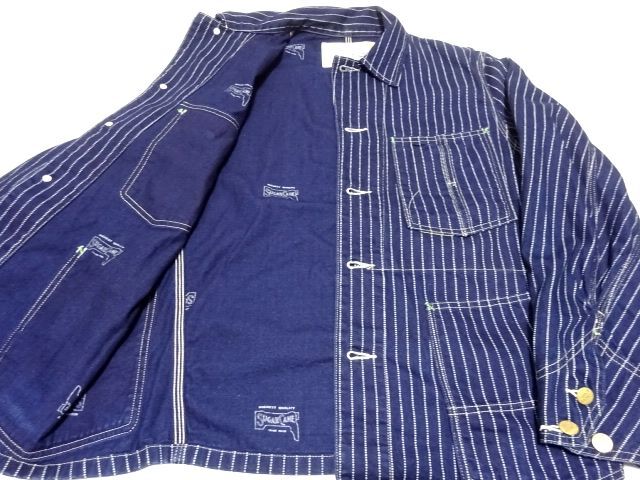SUGAR CANE 1940s WABASH STRIPE WORK COAT / シュガーケーン ウォバッシュ ワークコート カバーオール 真紺 メンズ_画像6