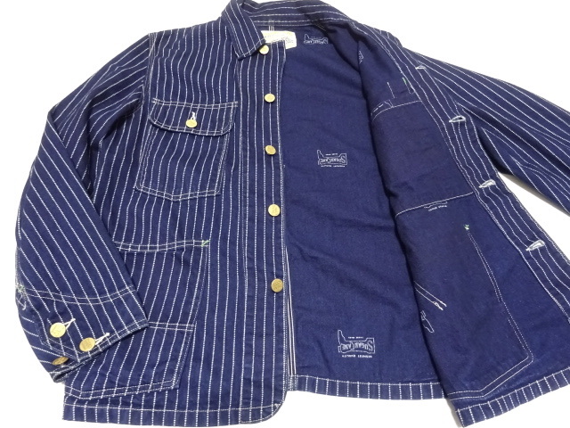 SUGAR CANE 1940s WABASH STRIPE WORK COAT / シュガーケーン ウォバッシュ ワークコート カバーオール 真紺 メンズ_画像7