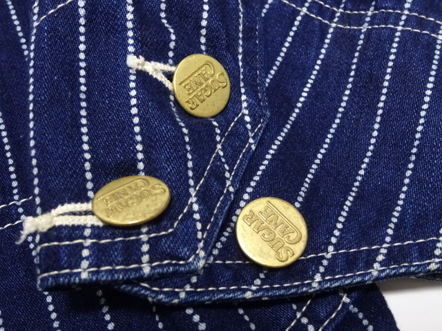 SUGAR CANE 1940s WABASH STRIPE WORK COAT / シュガーケーン ウォバッシュ ワークコート カバーオール 真紺 メンズ_画像8