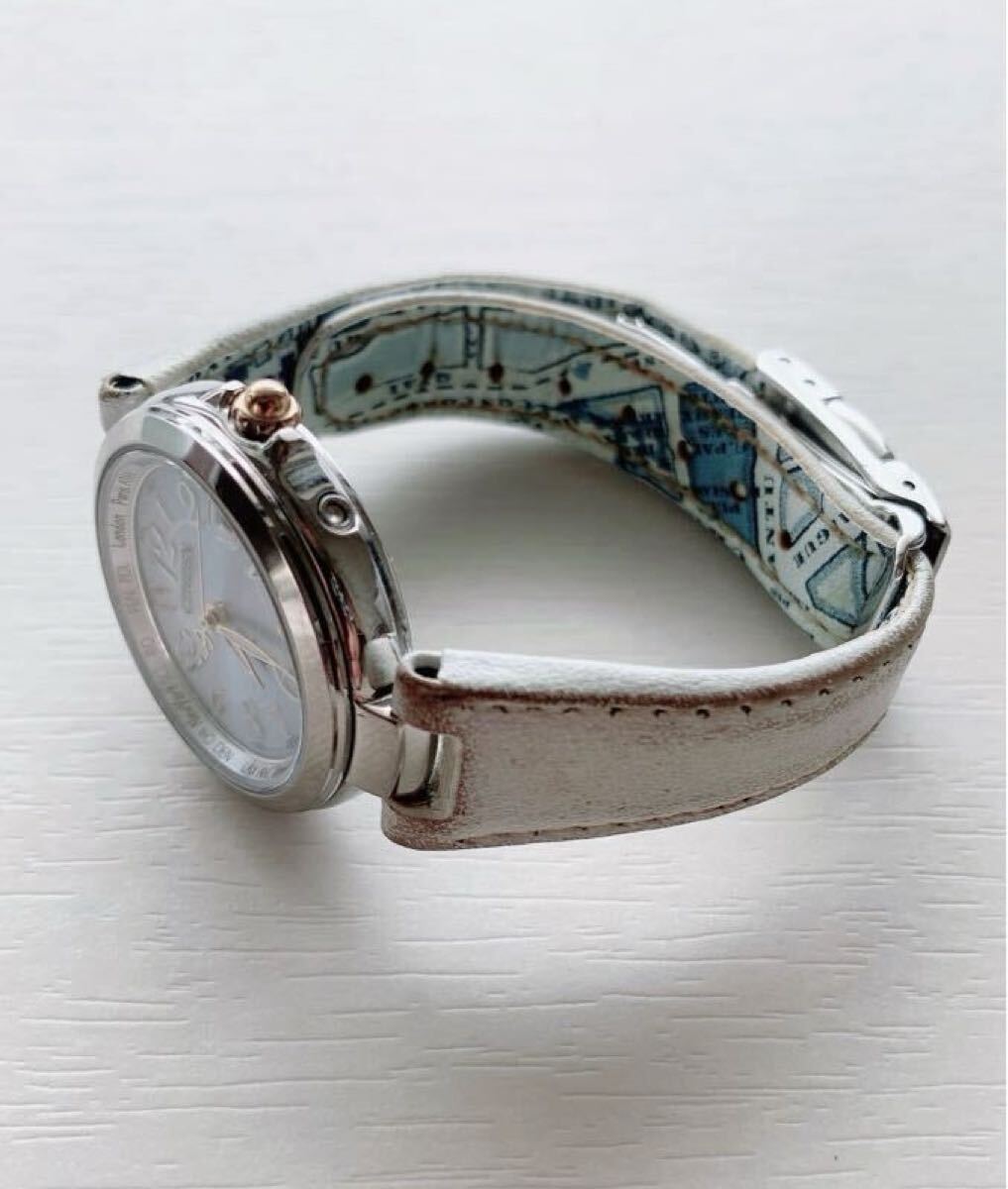 【美品・稼働品】CITIZEN シチズン XC H240-T019072 レディース腕時計 ソーラー エコドライブ 電波時計 ブルー×シルバー_画像5