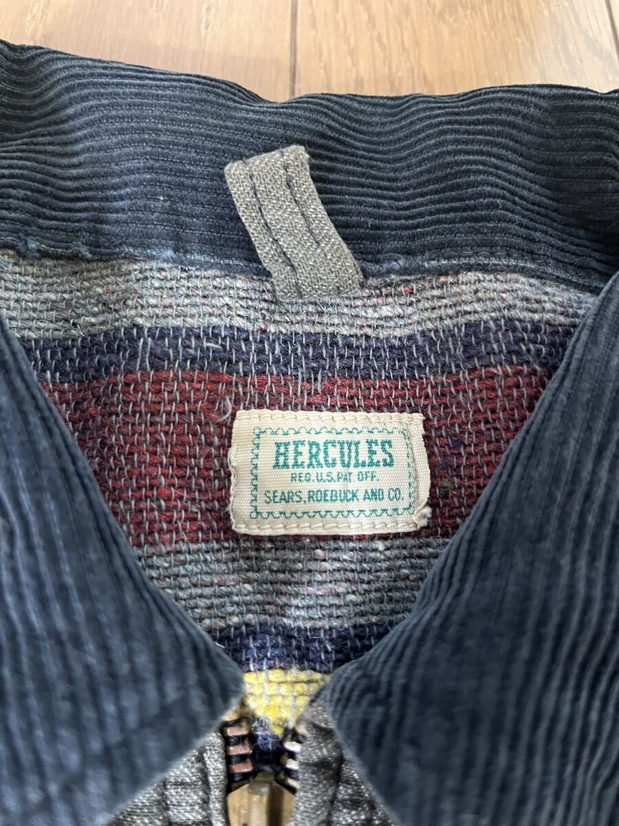HERCULES ヘラクレス カバーオール ワークジャケット ライナー付きビンテージ SEARS 黒シャン ゴマ塩 70sの画像1