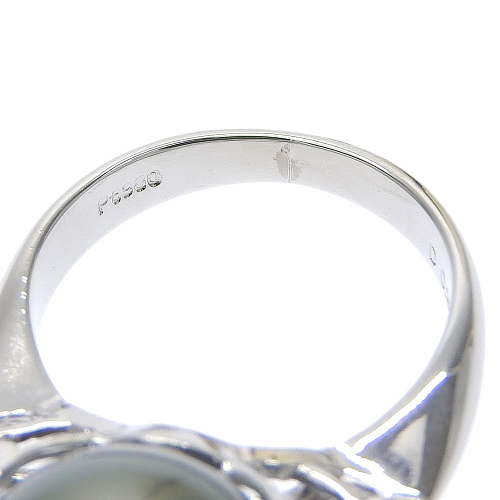 【本物保証】 鑑付 新品同様 リング Pt900 クロチョウ養殖真珠 ブラックパール約11.8ミリ 11mm up メレダイヤ0.34ct ノーブランド No brand_画像3