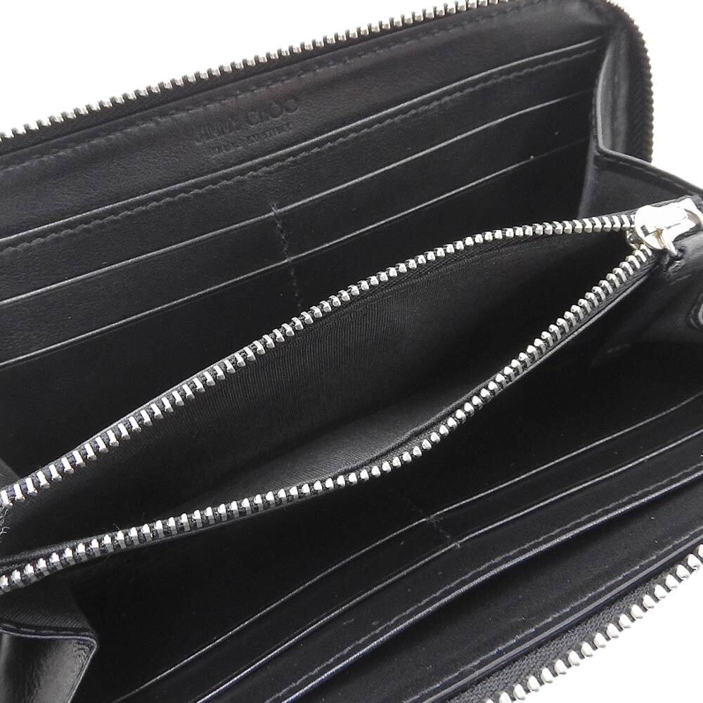 【本物保証】 ジミーチュウ JIMMY CHOO ラウンドファスナー長財布 ピッパ スタースタッズ レザー 黒 ブラック_画像3