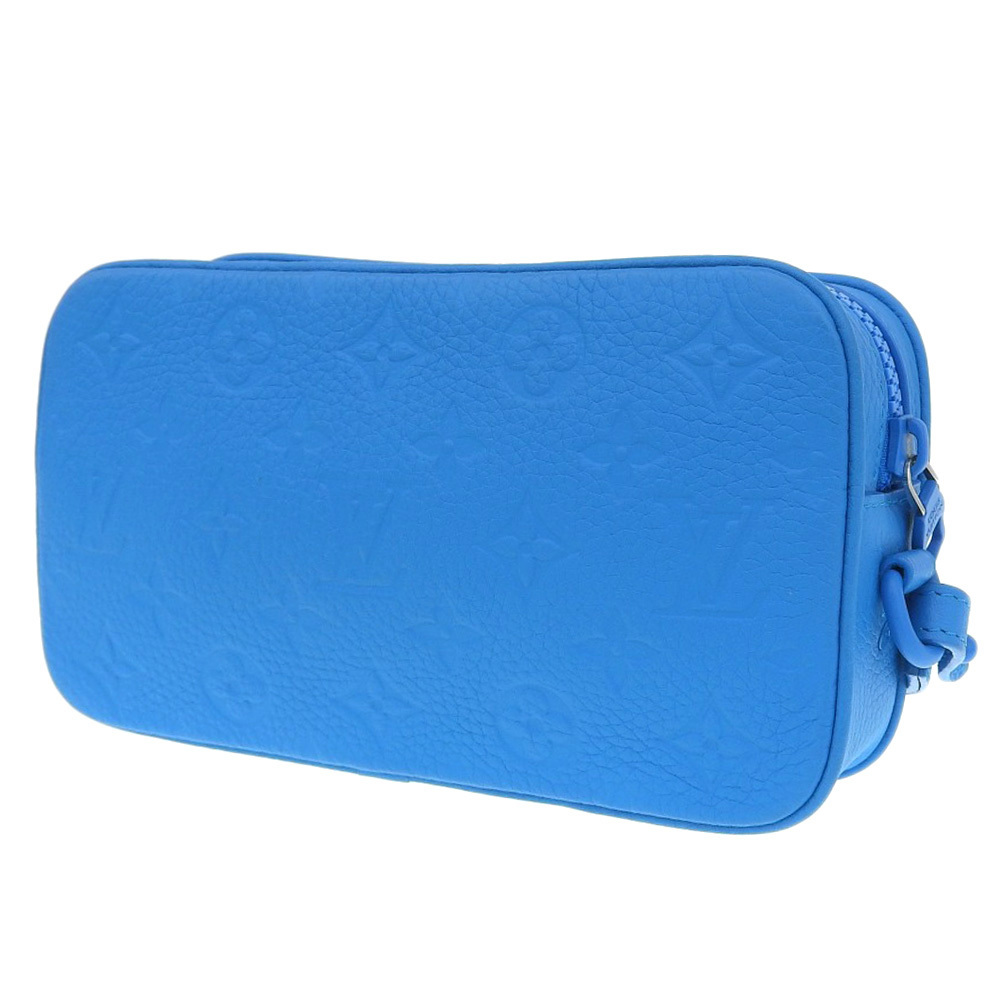 【本物保証】 超美品 ルイヴィトン LOUIS VUITTON モノグラム ポシェット ヴォルガ M53557 ポーチ トリヨンレザー ブルー クラッチバッグ_画像2