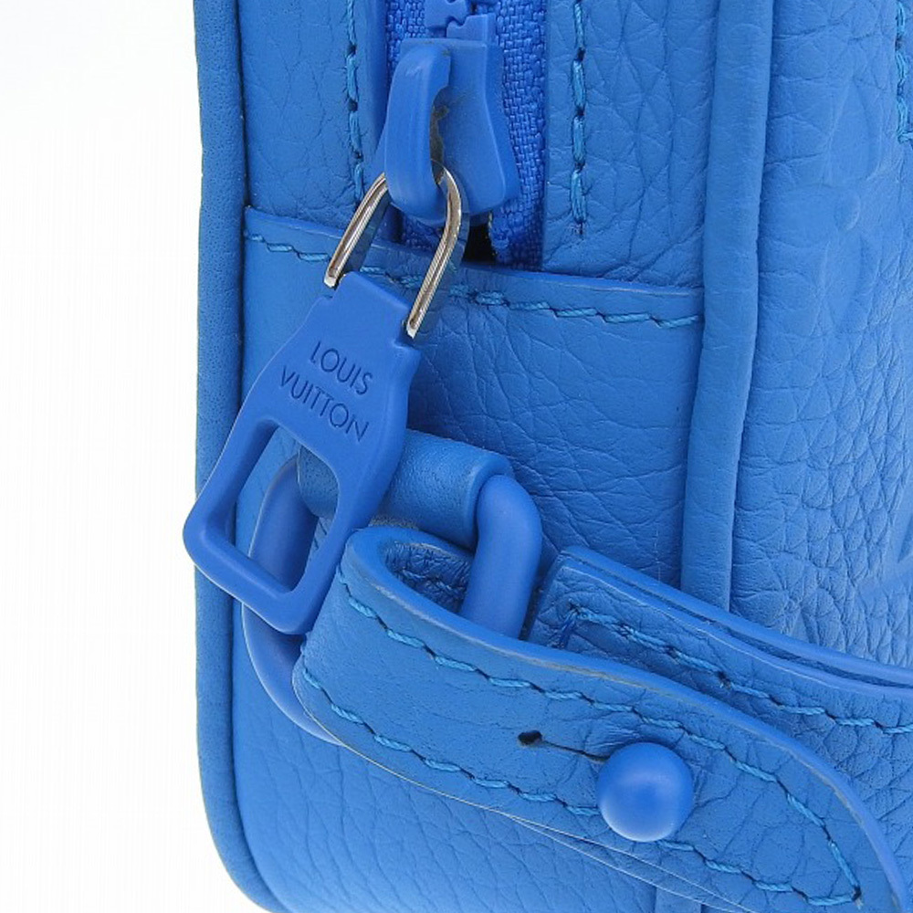 【本物保証】 超美品 ルイヴィトン LOUIS VUITTON モノグラム ポシェット ヴォルガ M53557 ポーチ トリヨンレザー ブルー クラッチバッグ_画像5