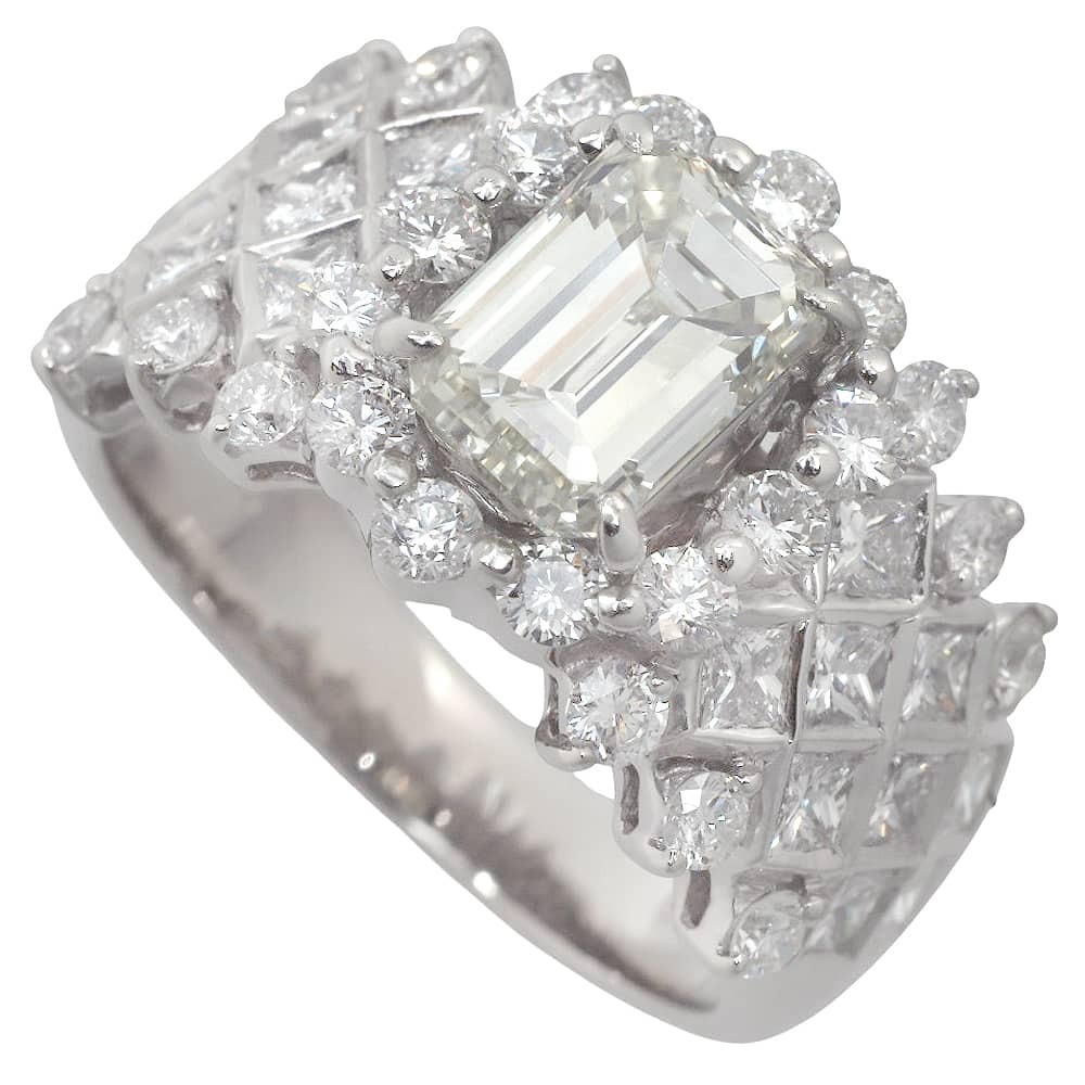 【本物保証】 鑑付 新品同様 リング 指輪 12.4g プラチナ Pt900 ダイヤ2.007ct メレダイヤ 2.04ct 11.5号 2カラット以上 ノーブランド_画像1